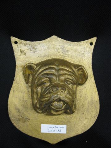 Cast Iron Wall Plaque of a Bulldog shield