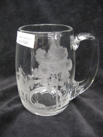 Heisey Glass Fox Chase Etched Beer