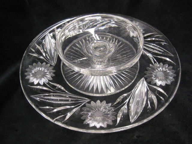 Cut Glass Snack Tray chip & dip