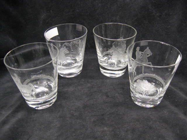 4 Heisey Glass Equestrian Silhouette etched 14cb78