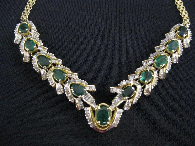 Emerald Diamond Necklace 11 emeralds 14cb71