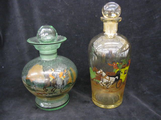 2 Art Glass Decanters coaching 14cb7b