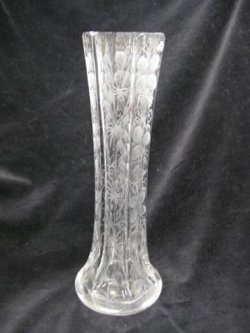 Libbey Cut Glass Vase clover design 14cb8c