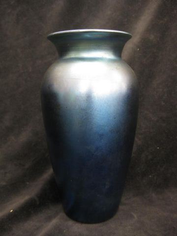 Durand Art Glass Vase rich blue iridescent