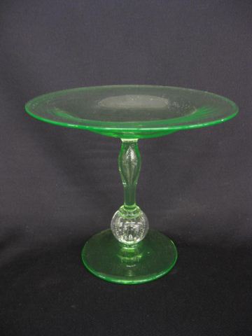 Pairpoint Art Glass Compote green 14cbaf