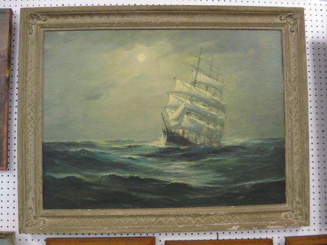 Oil on Canvas of Sailing Ship in 14cbba