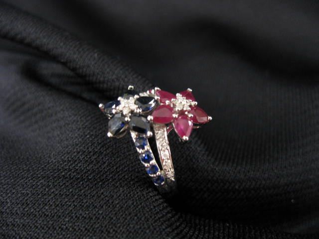 Ruby & Sapphire Ring floral style
