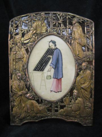 Chinese Bronzed Wooden Framewith 14cbe7