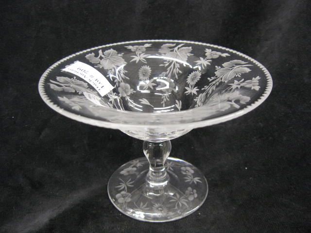 Libbey Cut Glass Compote fine floral 14cbe1