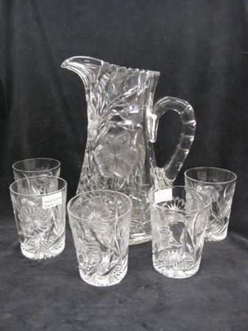 Libbey Cut Glass Water Set pitcher 14cc17