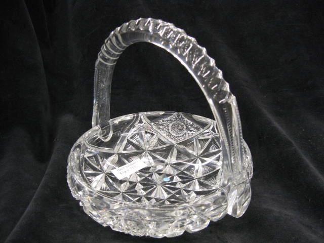 Hawkes Cut Glass Basket signed 14cc11