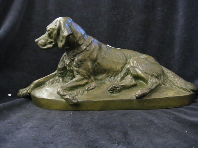 Bronzed Statue of a Dog at Rest 14cc55