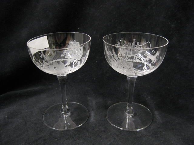 Heisey Glass ''Tally Ho'' Etched