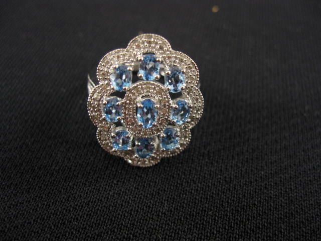 Blue Topaz Diamond Ring 9 oval 14cc5f