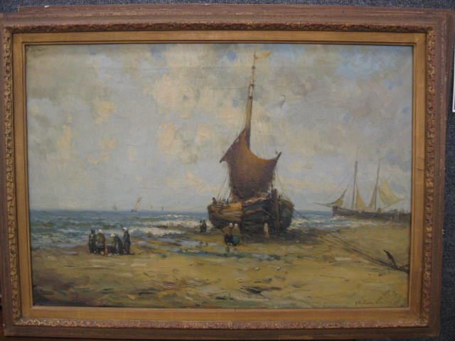 Charles Lambert Oil on Canvas ship