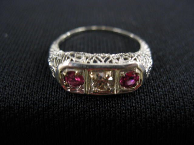 Ruby Diamond Ring antique 18k 14cc76