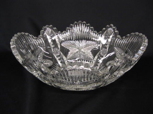 Libbey Cut Glass Banana Bowl oval