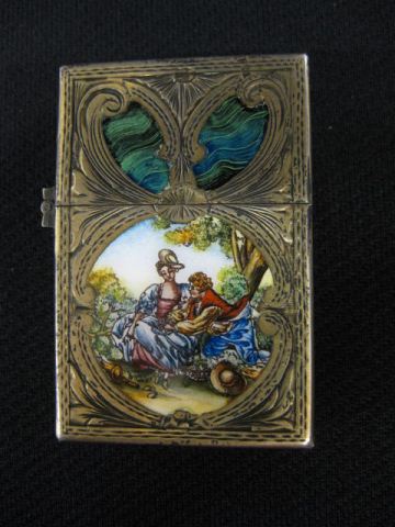 Italian Enameled Silver Lighter depicting