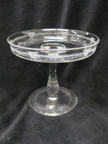 Hawkes Engraved Cut Glass Compote