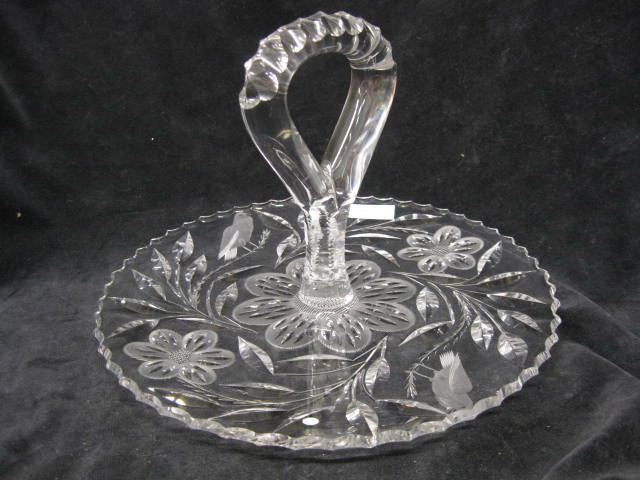 Fry Cut Glass Sandwich Plate signed 14ccbc