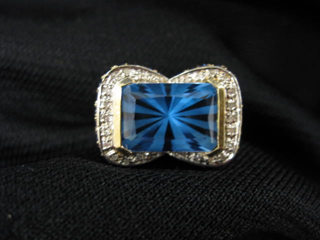 Blue Topaz Sapphire Diamond Ring 14ccc6