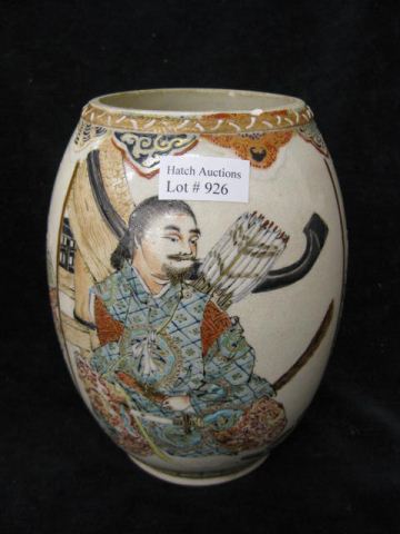 Japanese Satsuma Pottery Vase Samurai