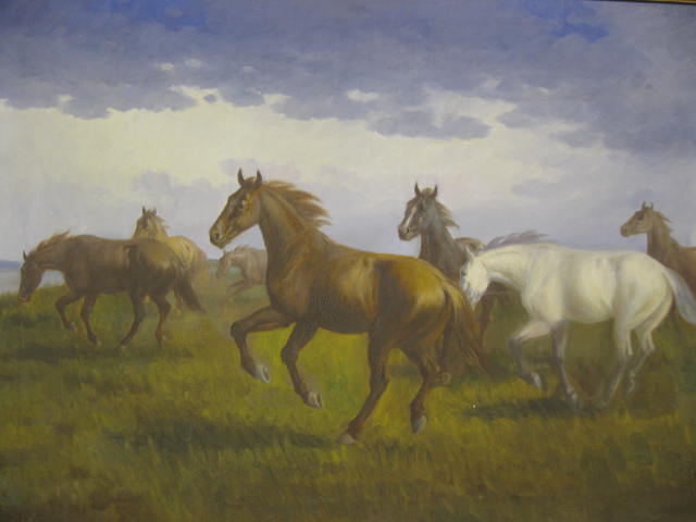 Keepriss Oil on Canvas horses in 14ccdd