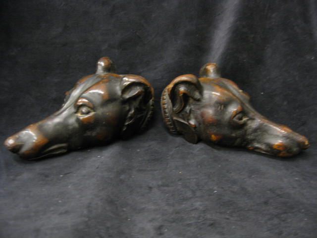 Pair of Carved Dog Heads 19th Century 14ccfd