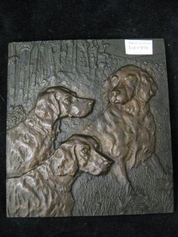 Bronzed Plaque of Three Dogs 6 3/4