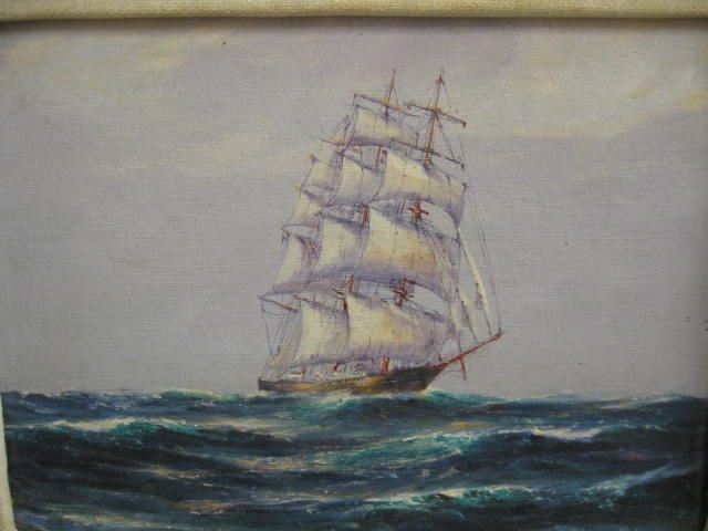 Oil of Sailing Ship 8 x 12 signed