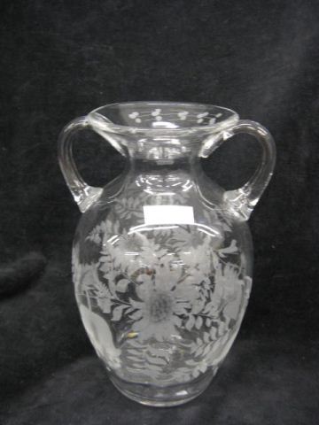 Libbey Cut Glass Vase handled signed