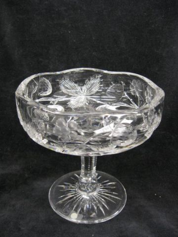 Libbey Cut Glass Compote with Strawberryintaglio 14cd4c