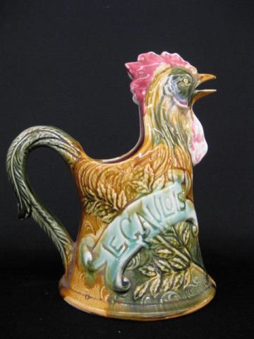 French Majolica Pottery Figural Rooster