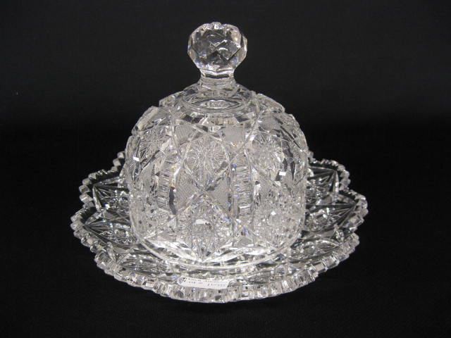 Cut Glass Covered Butter Dish brilliant 14cd91