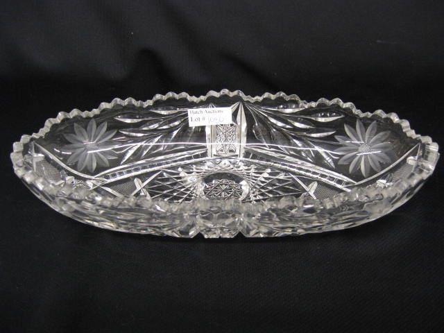 Cut Glass Pickle Dish floral  14cd96