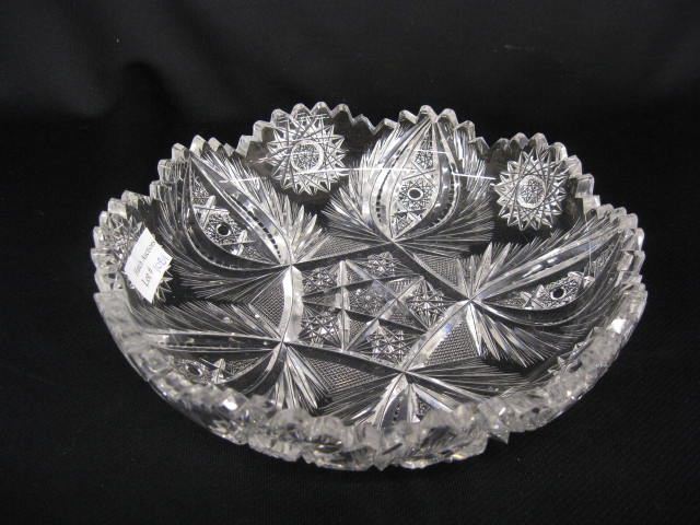 Straus Cut Glass Low Bowl signed 14cd97