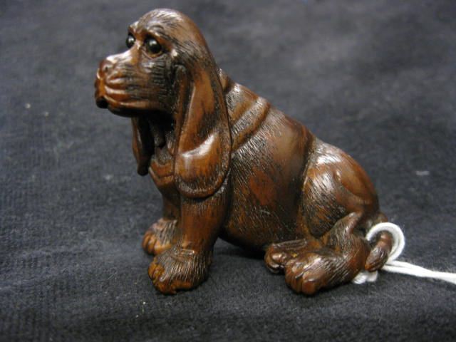 Carved Boxwood Netsuke of a Dog 14cda8