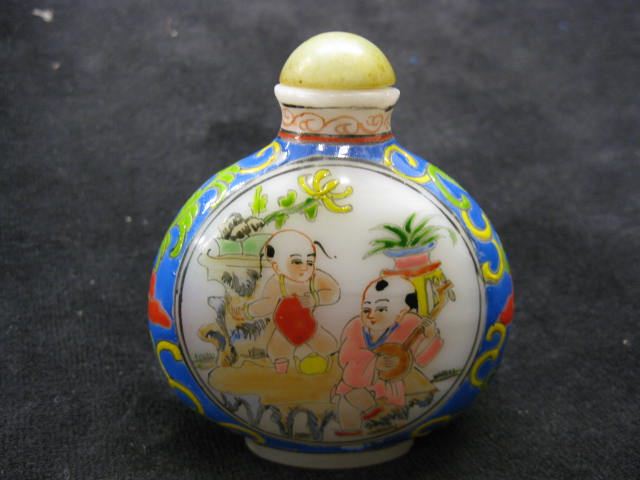 Chinese Enameled Glass Snuff Bottlechildren 14cdd8