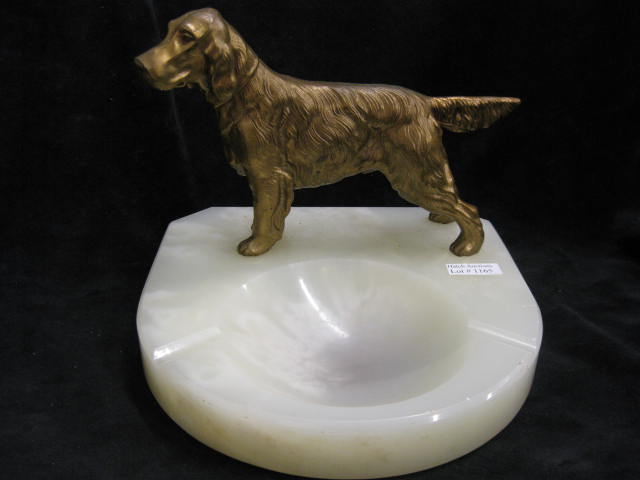 Bronzed Dog on Onyx Dish Base 6  14cdea