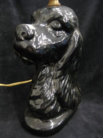 Figural Dog s Head Pottery Lamp 14cdec