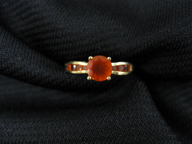 Fire Opal Ring 1 carat fiery orange 14cdef