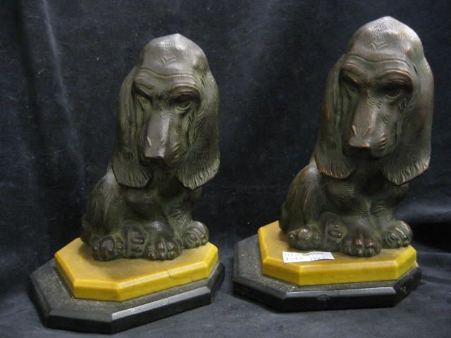 Pair of Figural Dog Bookends bronzed