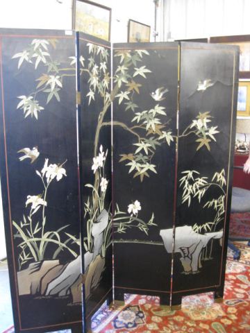 Oriental Lacquerware Four Panel 14cdf5