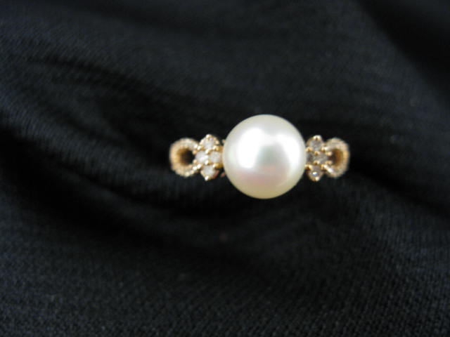 Pearl & Diamond Ring 8 mm fine