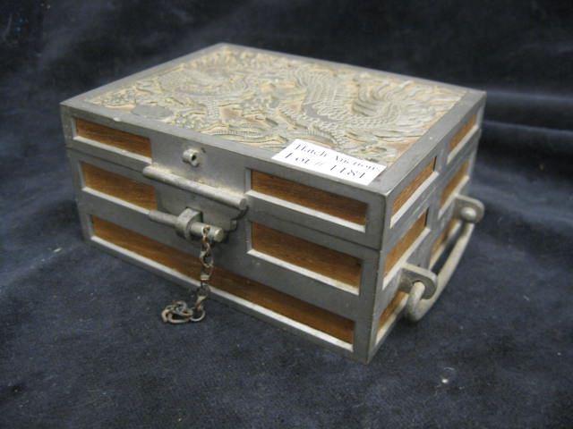 Chinese Pewter & Wooden Boxwith
