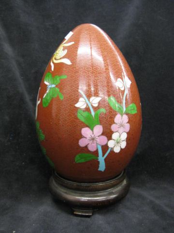 Chinese Cloisonne Egg 8 1/2 tall floral