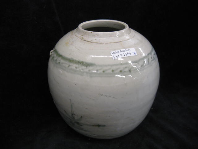 Oriental Pottery Storage Jar decorated 14cdfd