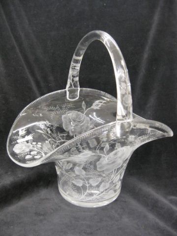 Cut Glass Basket fine engraved 14ce20