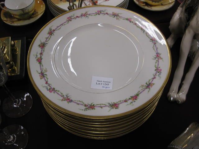 10 Limoges Porcelain Dinner Plates