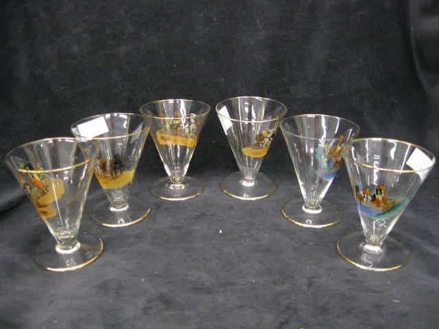 6 Handpainted Crystal Cordials 14ce3e